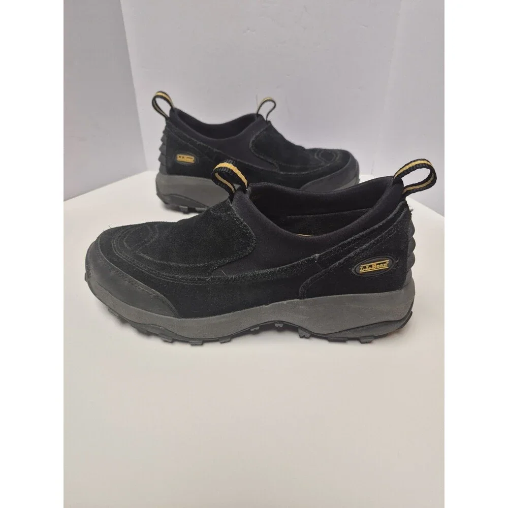 LL Bean Womens Thinsulate Black Suede Slip-On Comfort Shoes Size 7